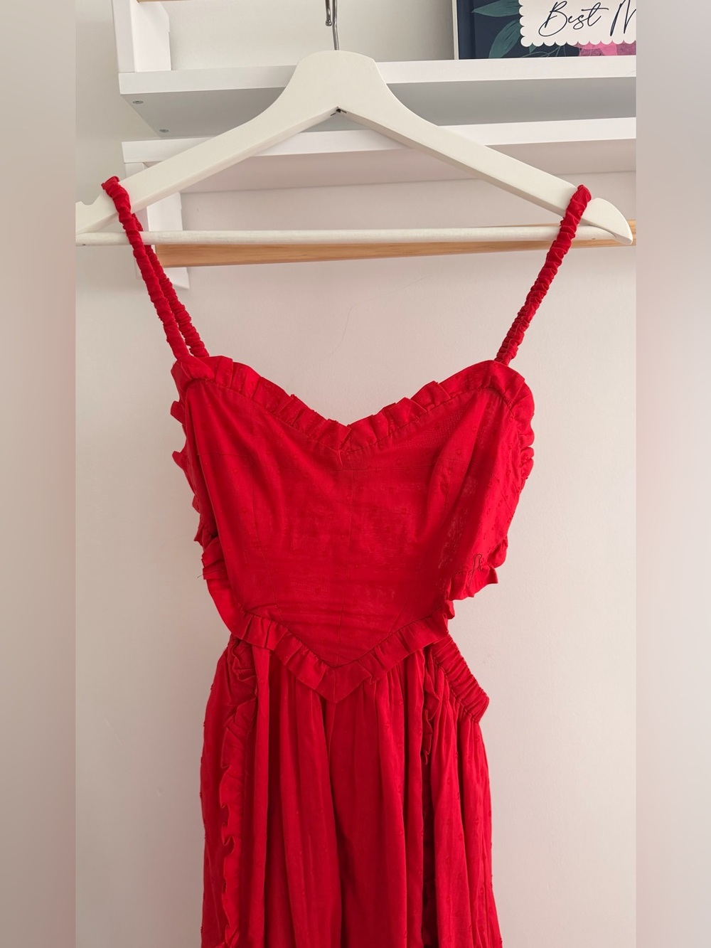 FARM Rio Red Ruffled Maxi Dress with Braided Straps - Picture 5 of 8